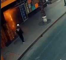 Hotel Explosion Incinerates Man in White Hat Walking By..