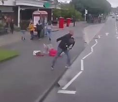 Scumbag Topples Elderly Woman
