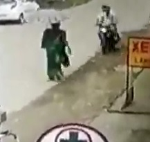 Walking Woman and Mopen Rider Play Chicken (ends badly for both)