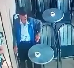 Old Dude Slits Another Customers Throat (2Angles)