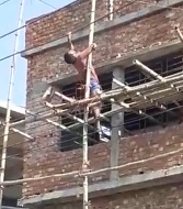 Damn...Worker Electrocuted Falls off Scaffolding 