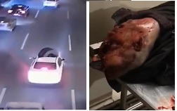 Runaway Tire Smashes Through Car (CCTV & Aftermath)