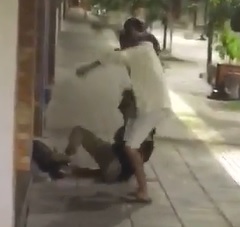 Homeless Man Beaten by Two Punks..