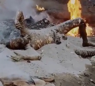 Dude BBQ'd by High Voltage.