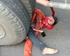 Man Turned into Human Twister Game Under Wheel