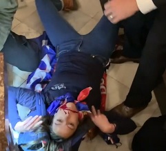 DC Protestor Blown Out Of A Window With A Bullet To The Face (Best Angle)