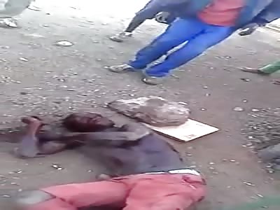 Thief stoned to death throwing stones in the head