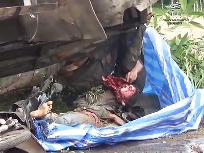 Remove bodies crushed by a truck