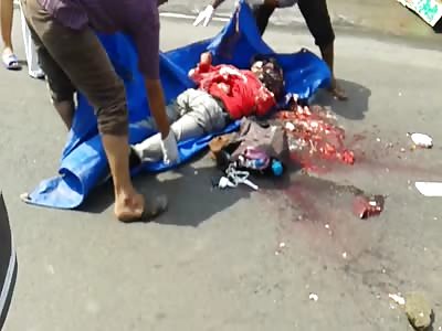 Pedestrian crushed and killed by a truck