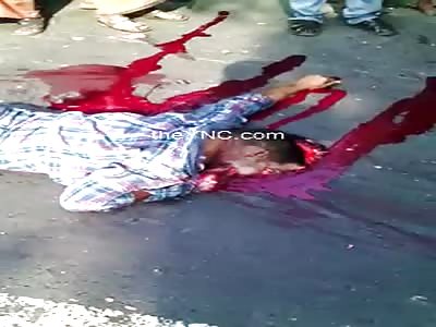 Blood and brains scattered after being run over a man
