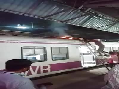 (New Angle) Man Burning Alive As He Is Electrocuted On Platform