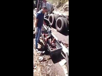 Collect Body Human Parts After Horrific Accident