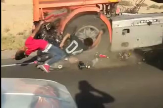 (Includes Photos)Motorcyclist and his Companion Were Brutally Hit by a Truck