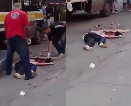 Woman Cyclist run Over by a Bus and Shattered