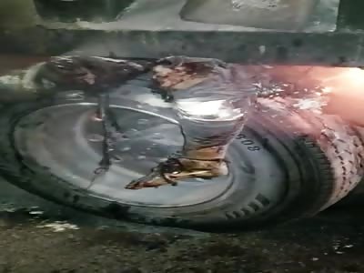 Tire and Man Melt Together as One