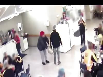 MAN POURS BOILING WATER  OVER CO-WORKER