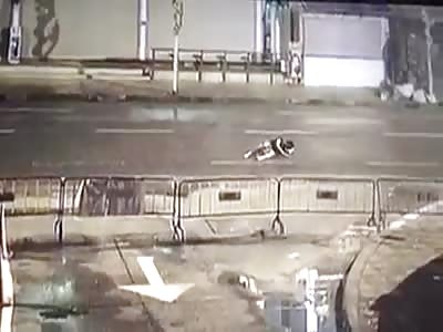 MOTORCYCLE RUNS OVER BICYCLE (HIT AND RUN)