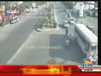 RIDER CRITICALLY INJURED AFTER BEING RUN OVER BY BUS