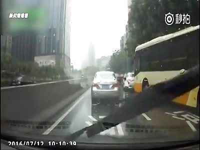 BOY IN SCOOTER HIT BY BUS