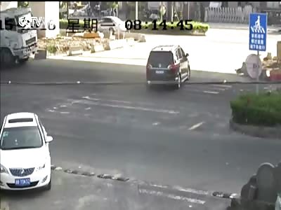 CAR SMASHED BY ROLLED OVER TANKER