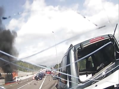 NEAR DEATH GoPRO DASH CAM VIDEO HIGHWAY ACCIDENT