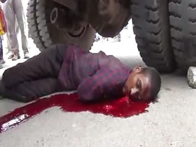 BLOODY SCENE: DYING MAN AFTER BEING HIT BY TRUCK