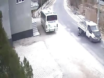 SEVEN YEAR-OLD BOY IS HIT BY LORRY AND DRAGGED ALONG STREET 