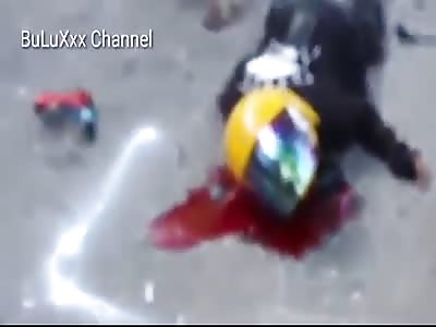 AFTERMATH OF BLOODY AND SHOCKING MOTORCYCLE ACCIDENT