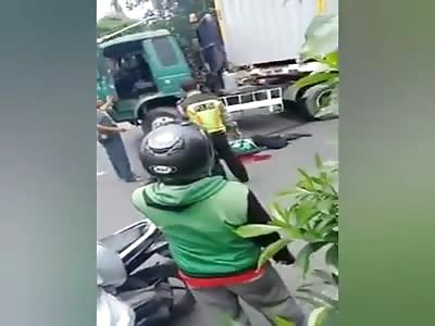 WOMAN WAS CRUSHED BY TRUCK