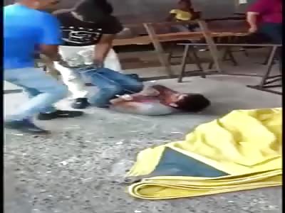 THIEF IS TIED AND BEATEN 