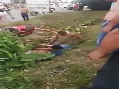 MAN BEATS WIFE'S BOYFRIEND PUBLICLY