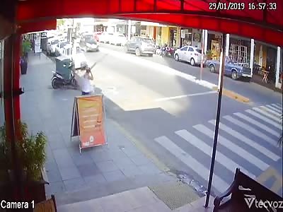 THREE GIRLS BEING HIT BY CAR ON ZEBRA CROSSING