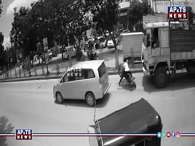 BIKER RUN OVER BY TRUCK