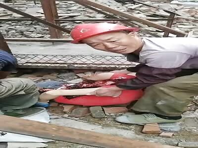 DESTROYED BODY IN A WORK ACCIDENT