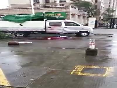 Man vs Truck.. Truck Wins..(Aftermath)