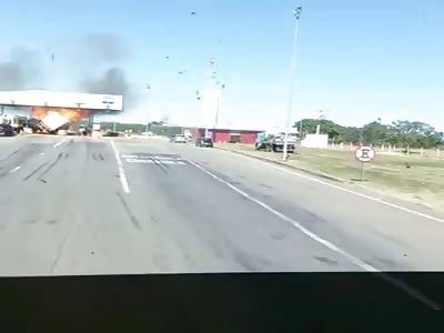 Truck driver collides with toll