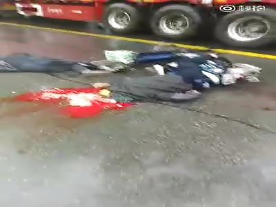 Heads crushed by Truck. 