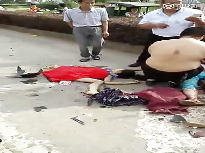 Family on scooter crushed into pieces in traffic Accident. 