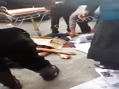 Family Sobs on Scene of Motorcyclist Crushed By Truck, His Guts Fall Off as he is Lifted onto Gurney 