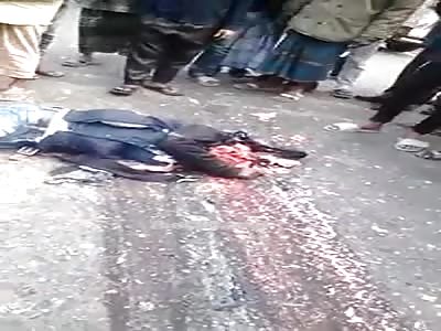 [another angle] man head crushed by truck