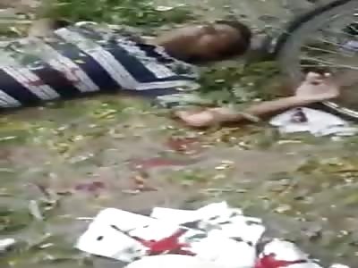 shocking scenes of the victims of the suicide bombing in a city in the Middle East