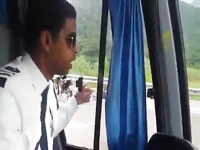 Many injured on the track (Bus View of Same Accident) 