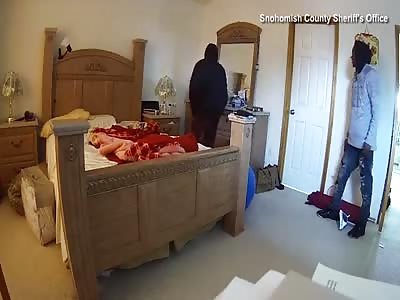 Woman screams as burglars break into her home and rob her