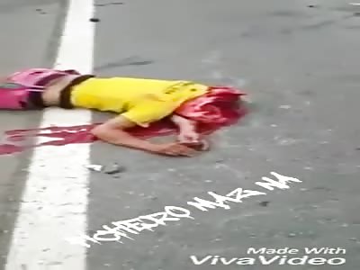 Motorcyclist with shattered head (has an open mind)