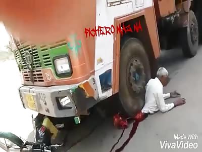 Old Man in Shock with Half Body Crushed