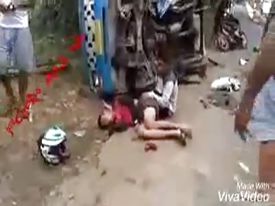 Young man embracing brother who is dying