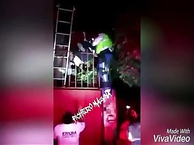 Thief was stuck in grille