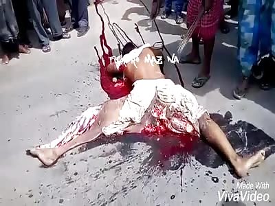 Legs Wild Open and Insides Comming Out His Ass