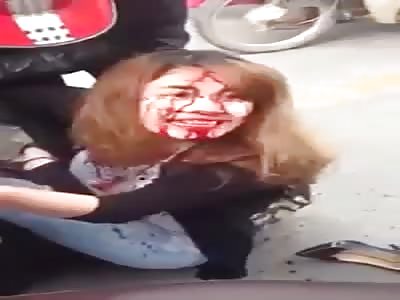 Chinese woman spider face to another Chinese woman