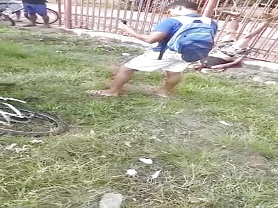 MAN DIES RUG WITH FOOT